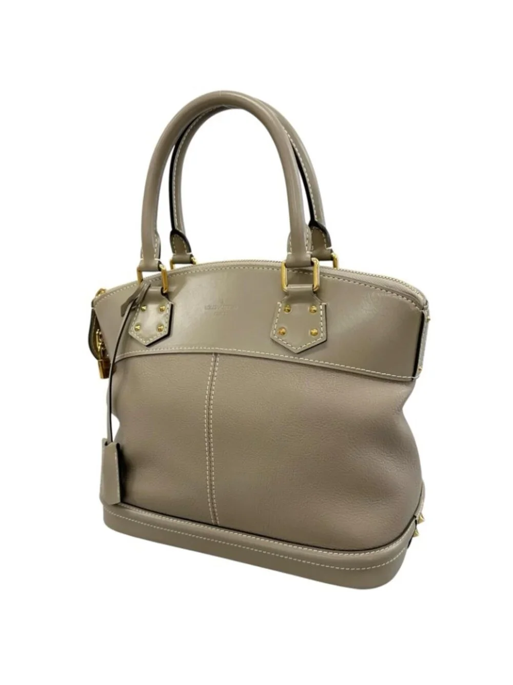 Louis Vuitton Lockit PM Handbag Leather Gray Suhali